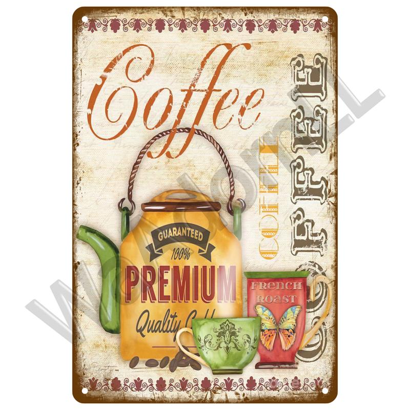 Vintage Blechschild Plakette Metallplatte Wandkunst Poster Metallschild Retro Dekor Kaffee für Küche Bar Café Zimmer Retro Eisenmalerei