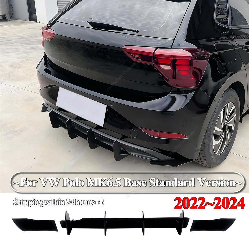 Rear Bumper Lip Spoiler Diffuser Splitter Lip Side Protector Body Kit For VW Polo MK6.5 Base Standard Version 2022-2024 Tuning