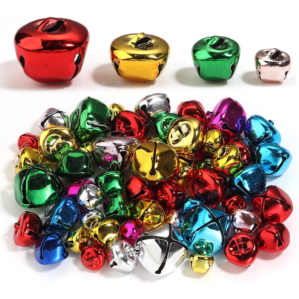 20-30pcs/bag 15/20/25/30mm Mix Color Jingle Bells Christmas Bell Charm Beads Metal Bells For Christmas Festival Party Decoration