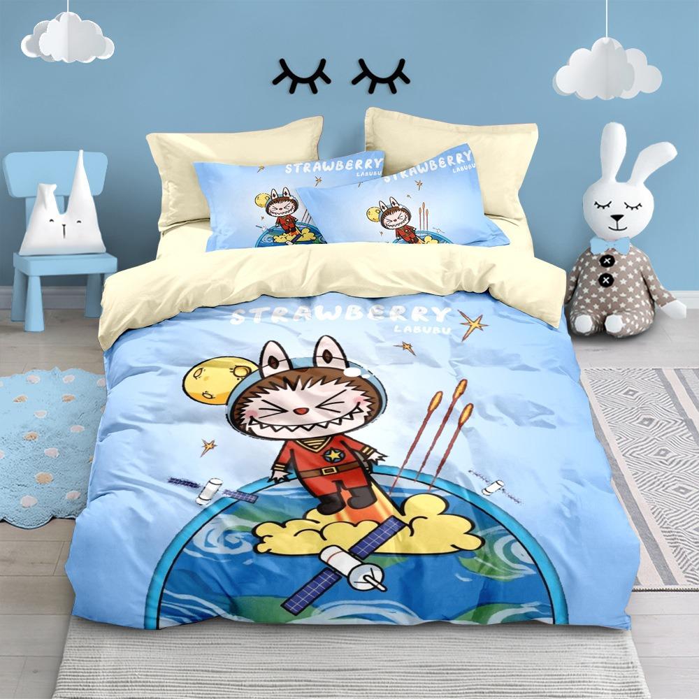 Cute Rabu Cloth Quilt Cover Pillow Case Cartoon Bedding Set 2/3pcs Single Double Bed Bedroom Decoration, Boy Girl Gift