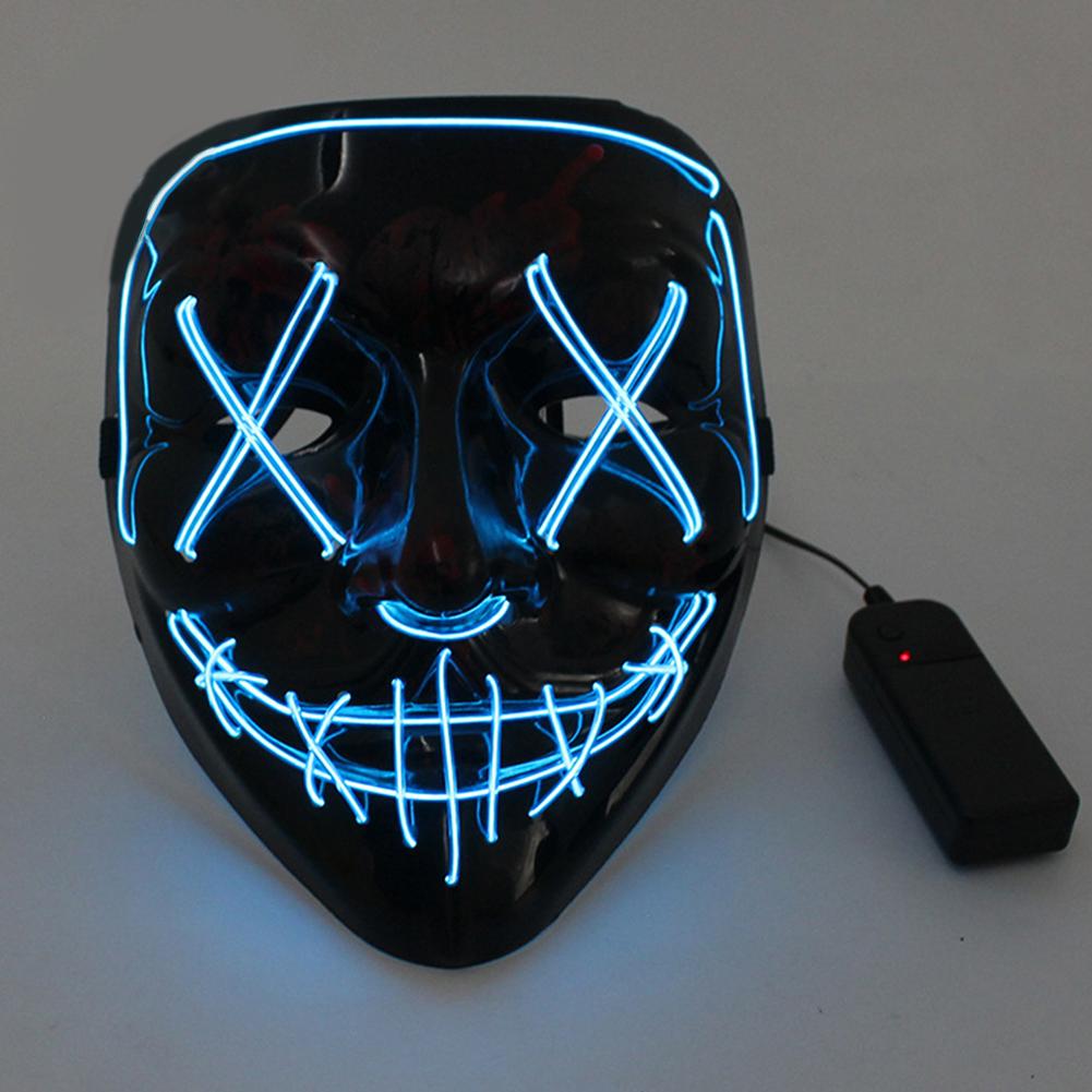 Wireless Halloween Neon LED Purge Mask Masque Masquerade Party Masks Light Grow In The Dark Horror Mask Glowing Masker