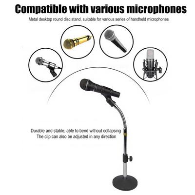 Desktop Microphone Stand Gooseneck Metal Heavy Duty Mic Holder for Handheld Microphones Stable Microphone Support for Table Desk Meetings Live