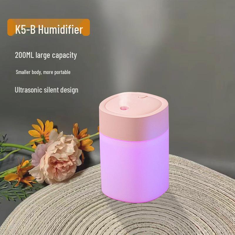 Mini USB Humidifier with Seven-Color Ambient Light for Home, Bedroom, and Car