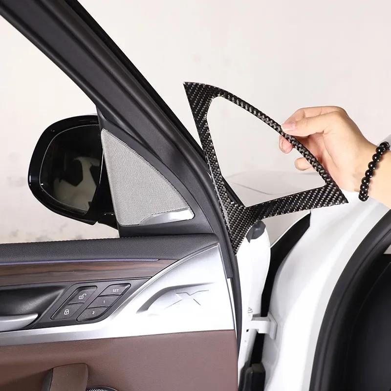 For BMW X3 G01 2018- Soft Carbon Fiber Car Front Door A-pillar Speaker Frame Cover Trim Sticker Interior Car Accessories