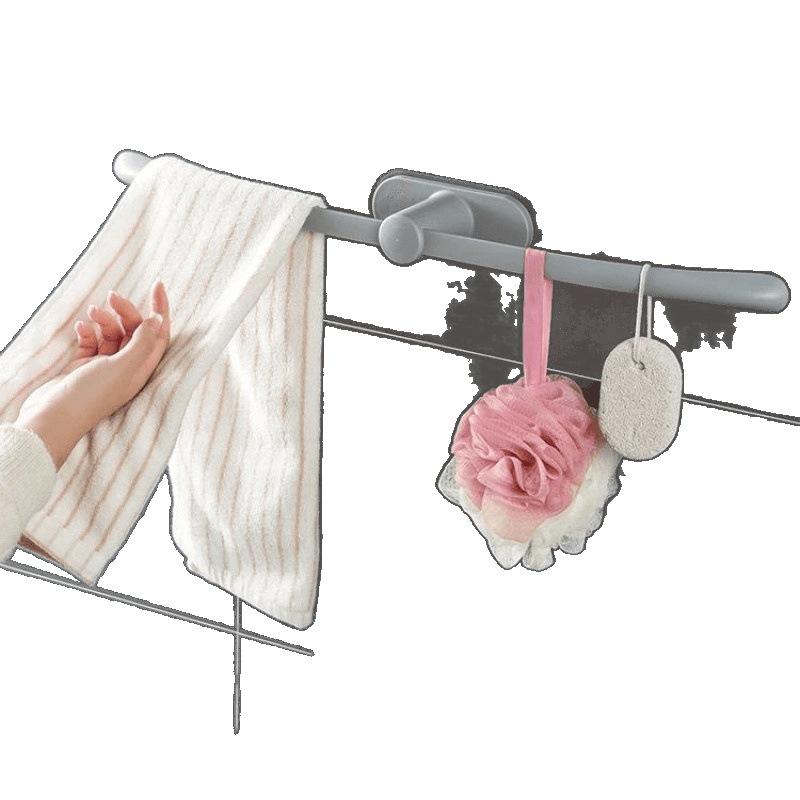 1PC Bathroom Towel Rack Free Punching Hanging Towel Bar Minimalist Light Luxury Internet Celebrity Gun Gray Single Bar Bathroom Rack