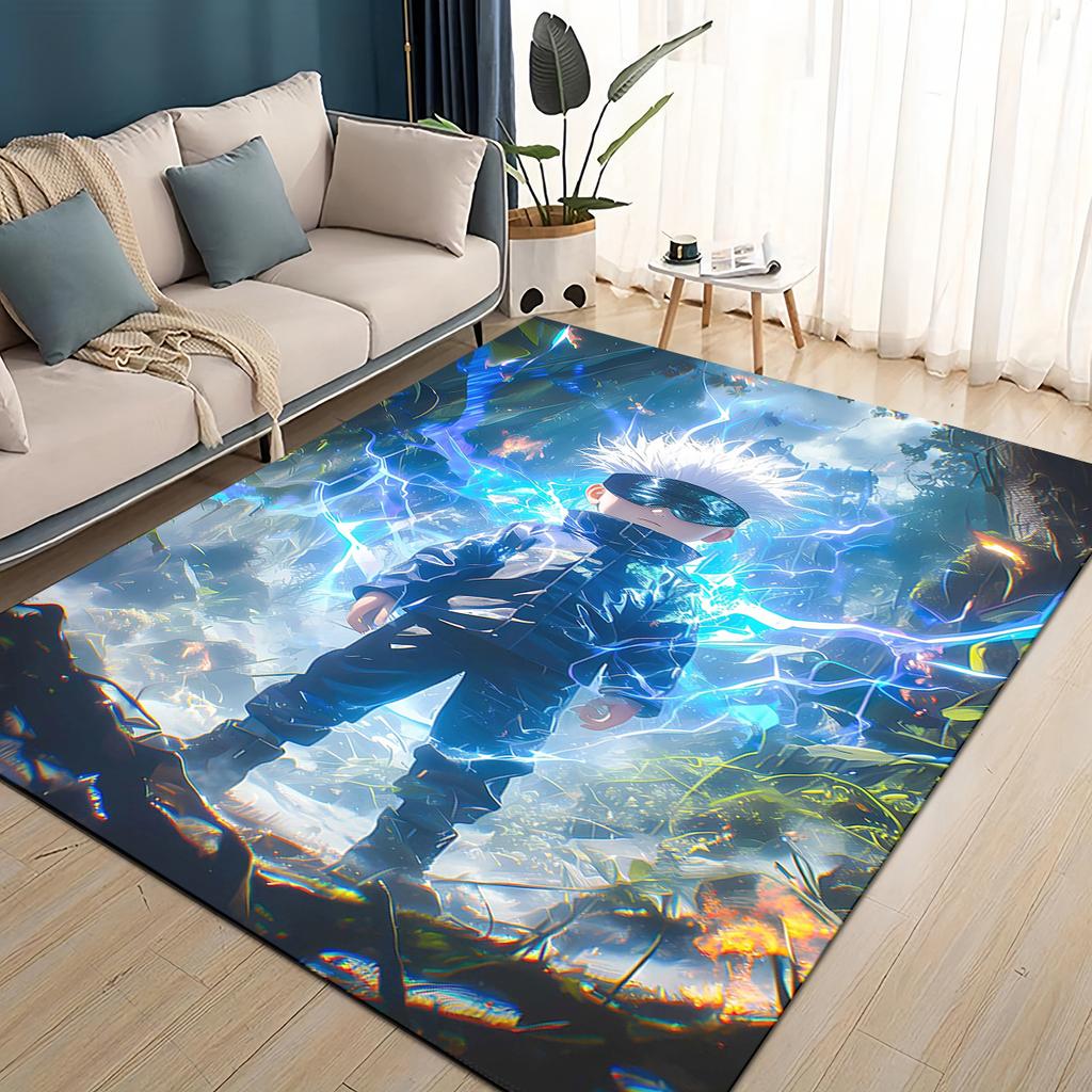 3D Cartoon Jujutsu Kaisen Anime Itadori Yuj Teppich für Wohnzimmer Schlafzimmer Zuhause Sofa Dekoration, Kinder Spiel Rutschfeste Bodenmatte