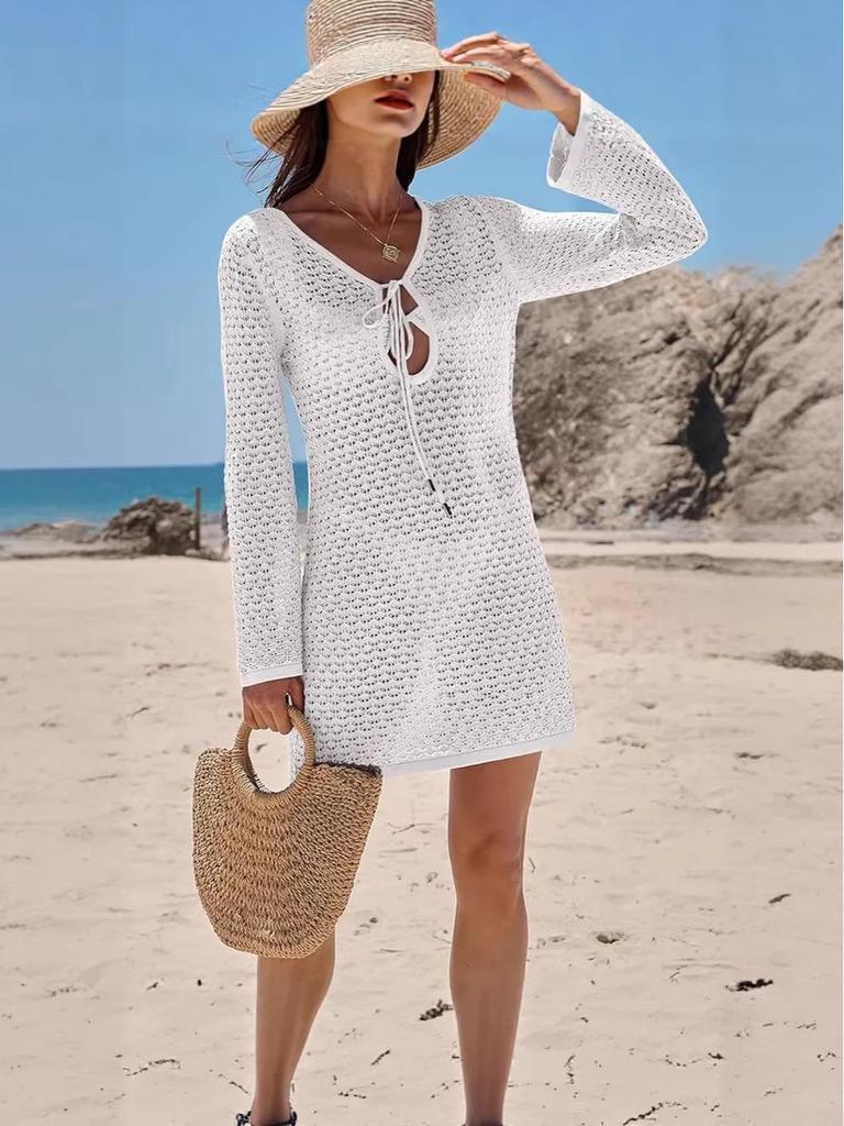 6-farbiger Strick-Cardigan mit langen Ärmeln - Europäischer & Amerikanischer Strandstil Sonnenschutz Cover-Up