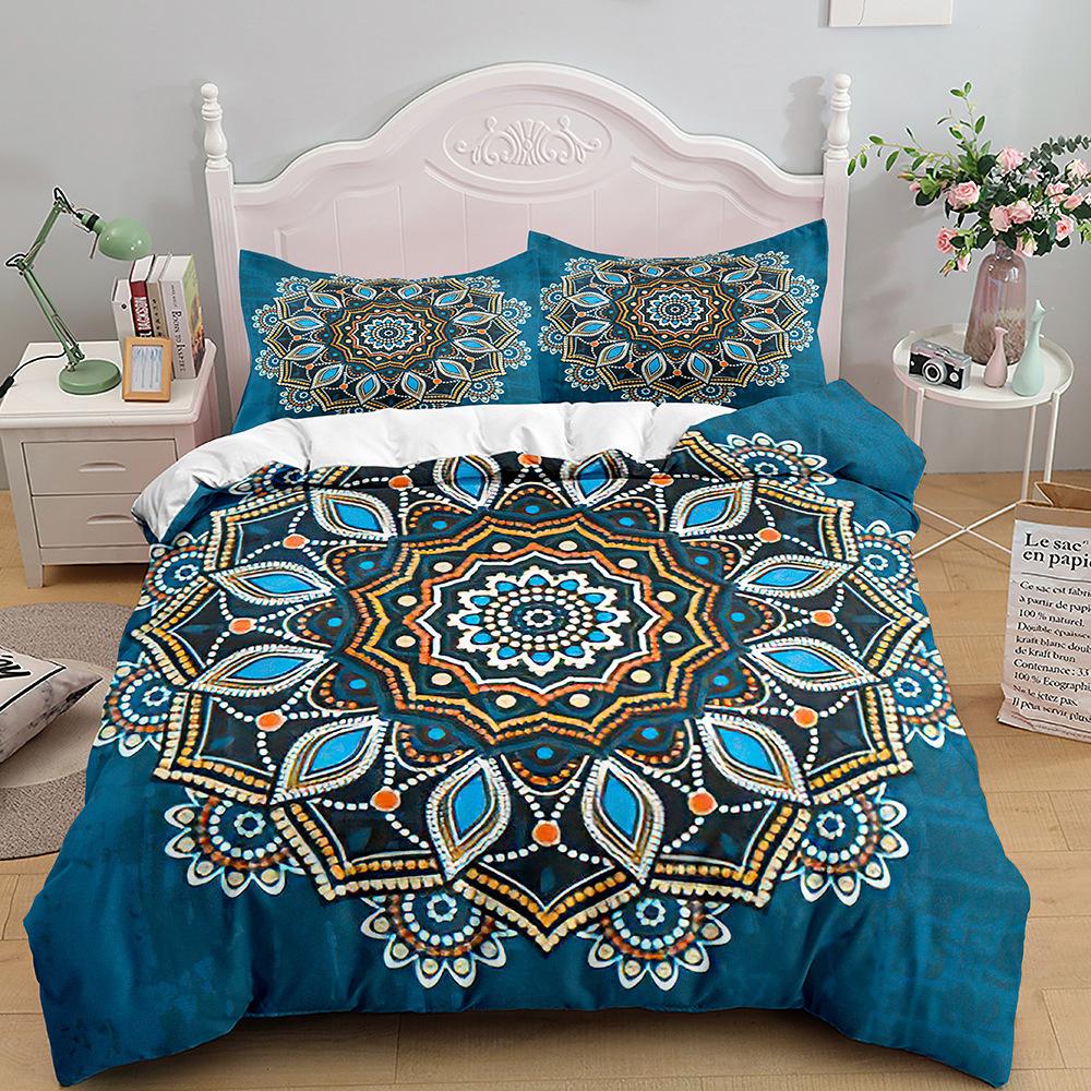 Bohemian Print Quilt Set Three-Piece, Home Textile Bedding