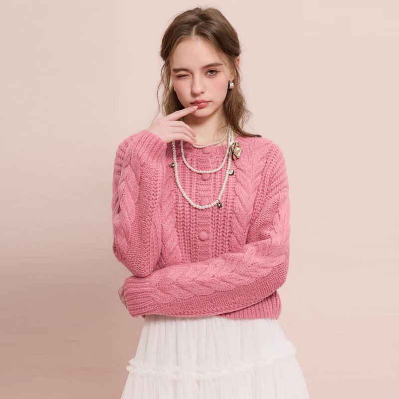 Sancai 2025 Winter Cable Knit Loose Fit Short Cardigan