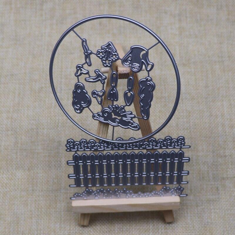 Garden Fence Cloud Bird Watering Can Flower Wedding Metal Cutting Dies Stencil Scrapbooking Craft