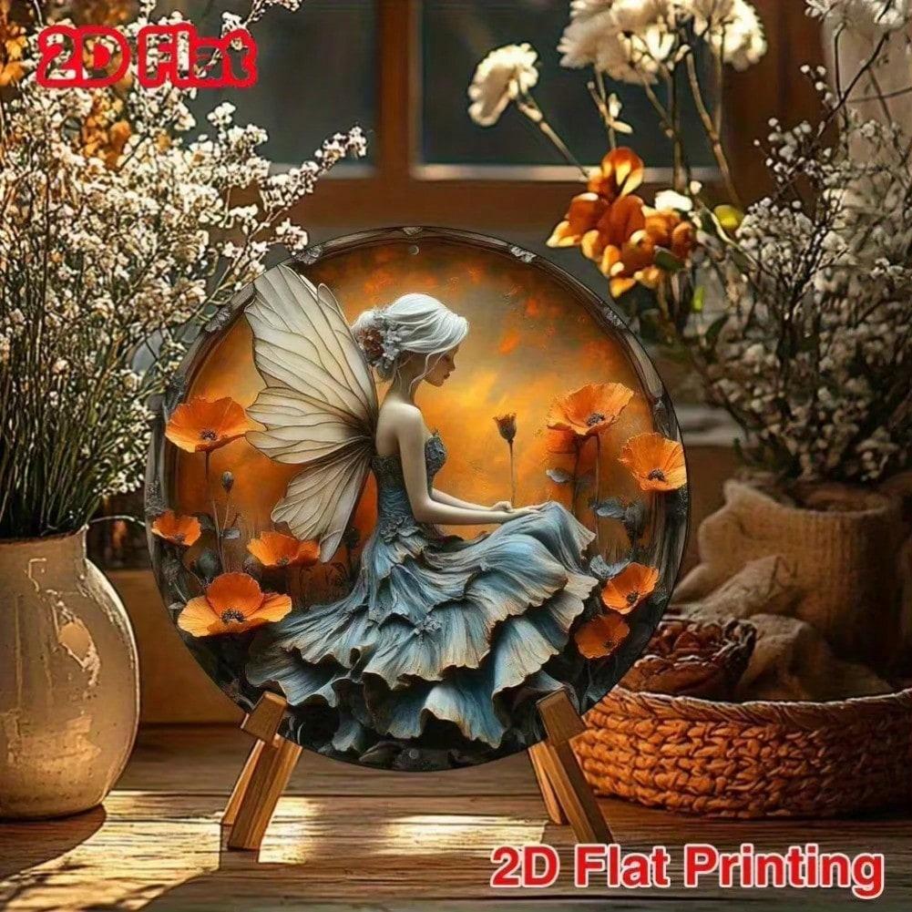 

Vintage Metal Wall Art Handmade Father Day Gift Floral Butterfly Fairy Painting Home Decor 20x20 різнокольоровий