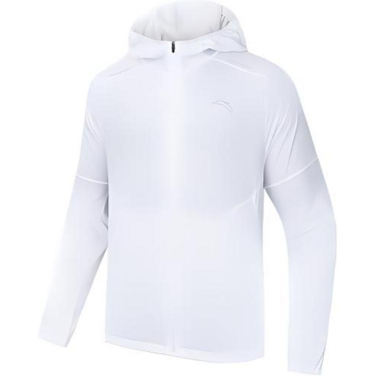 

Anta Running Series UV Protection Hooded Zip-Up Sports Long Sleeve Windbreaker Men outerwear Pure-White 152435601-1 2XL
