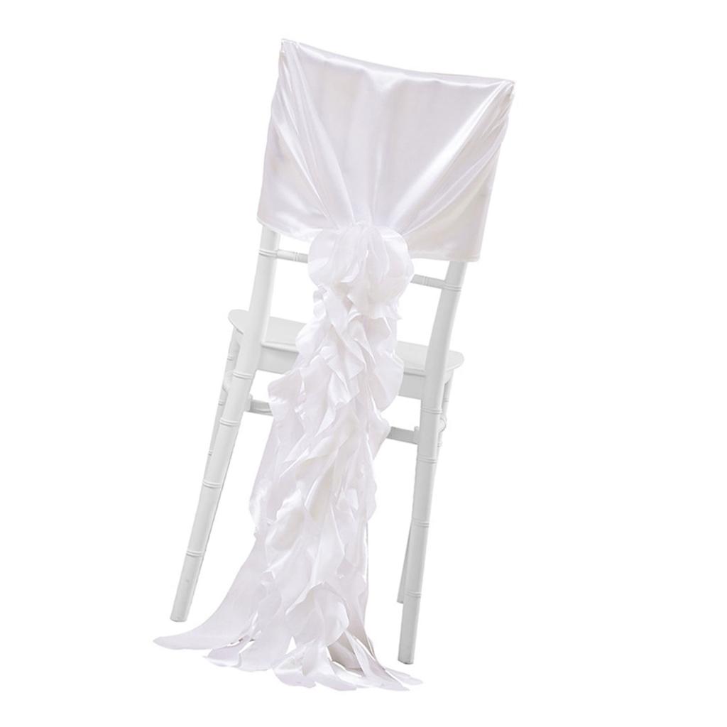 Luxurious Satin Wedding Chair Slipcovers Chiffon Covers with Ruffles for Banquets and Special Occasions