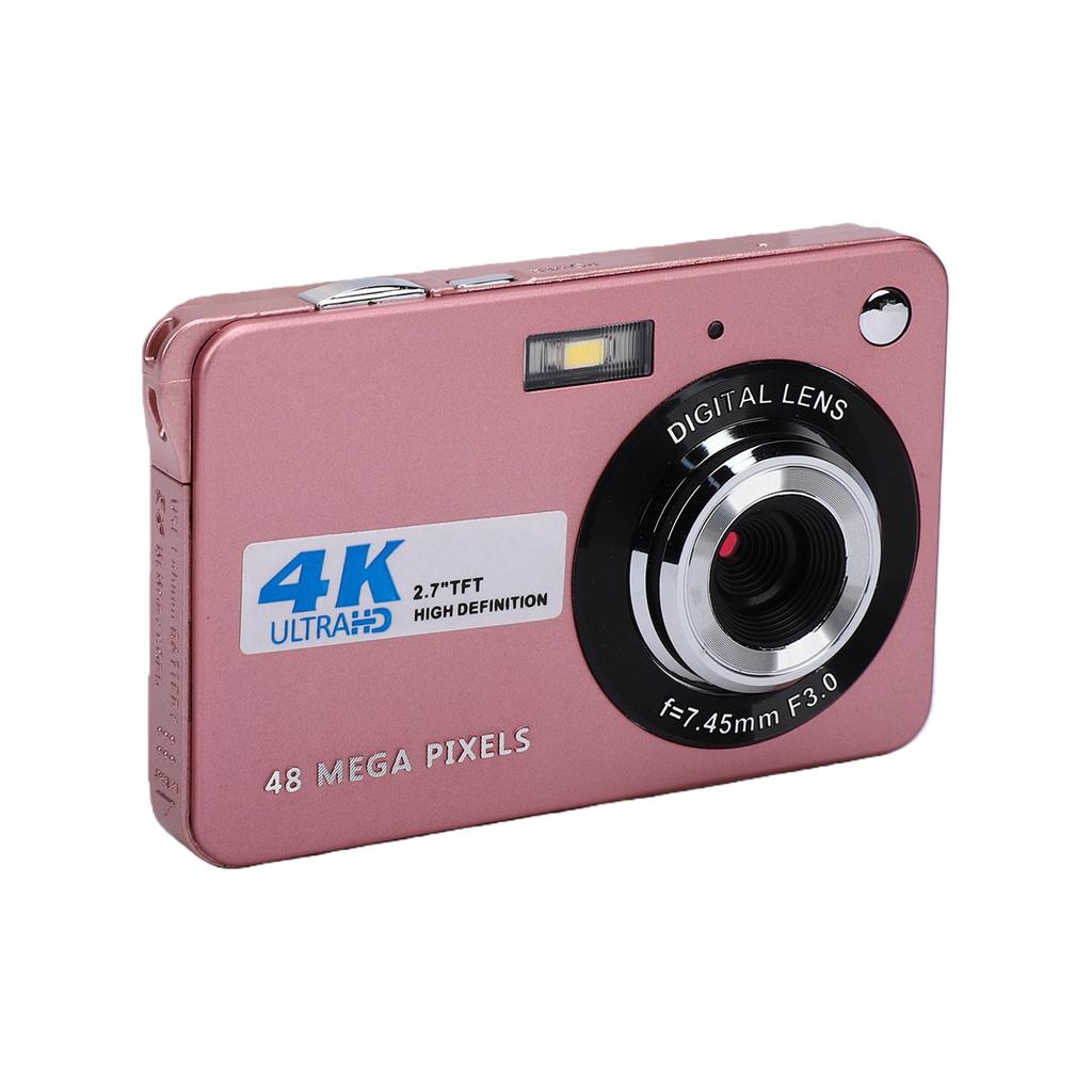 Digital Camera 4K 8X Zoom 48MP Pink Vlog Camera 2.7in Screen Video Camera Simple Camera for Travel Family Photography