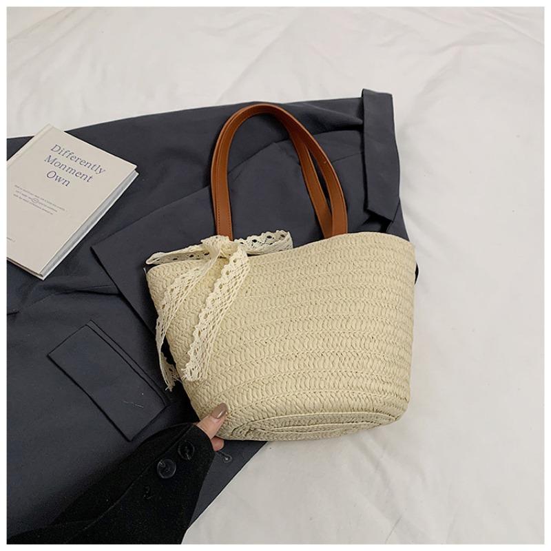 New Beautiful Casual Fashion Simple Woven Holiday Idyllic Large Capacity Portable Tote Bag Shoulder Armpit Bag