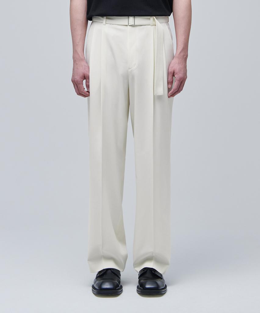Musinsa Standard Real Wide Belted Slacks [Cream]