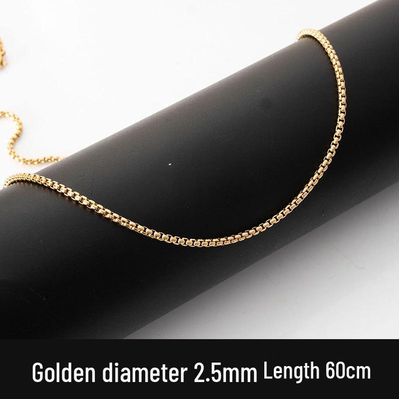 Trendy Interlocking Square Pearl Stainless Steel Men's Necklace - Hip Hop Titanium Jewelry