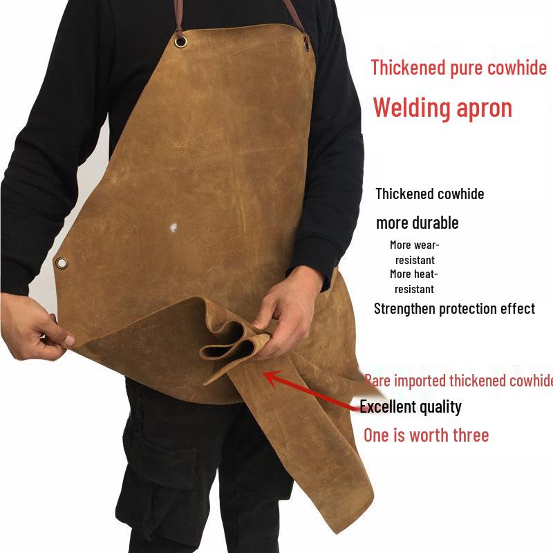 Thickened Heat-Resistant Pure Cowhide Welding Apron for Protective Wear