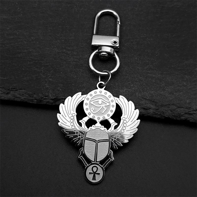 Ägyptischer Skarabäus Auge des Ra Horus Halskette Edelstahl Gold Ankh Schlüssel des Lebens Schmuck Halsband Elegantes Geschenk N2336S01
