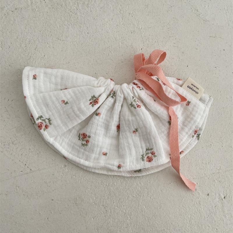4Layers Cotton Gauze Baby Bibs Toddlers Newborns Printing Ruffle Feeding Burp Cloths Apron Baby Saliva Towel Drool Bib