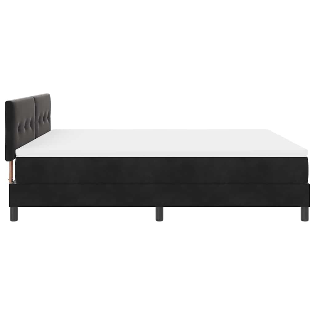 LED Box Spring Bed with Mattress Black 180 x 200 cm Velvet