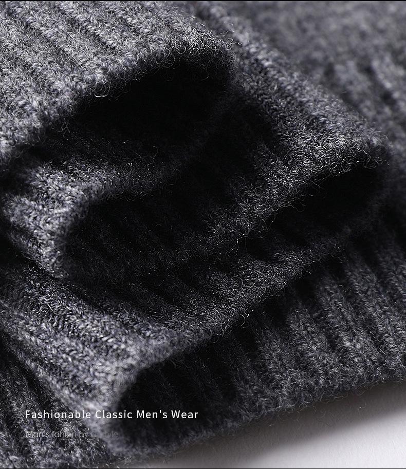 Herren Kaschmir Pullover mit halbem Reißverschluss, dicke Wolle, Langarm, Winter Baselayer