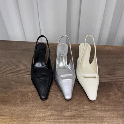 Fashion Sexy Pointed Toe Women Sandals Shallow Mid Heels Official Shoes 2025 Elegant Pumps Slingback Designer Summer Sandalias De Mujer