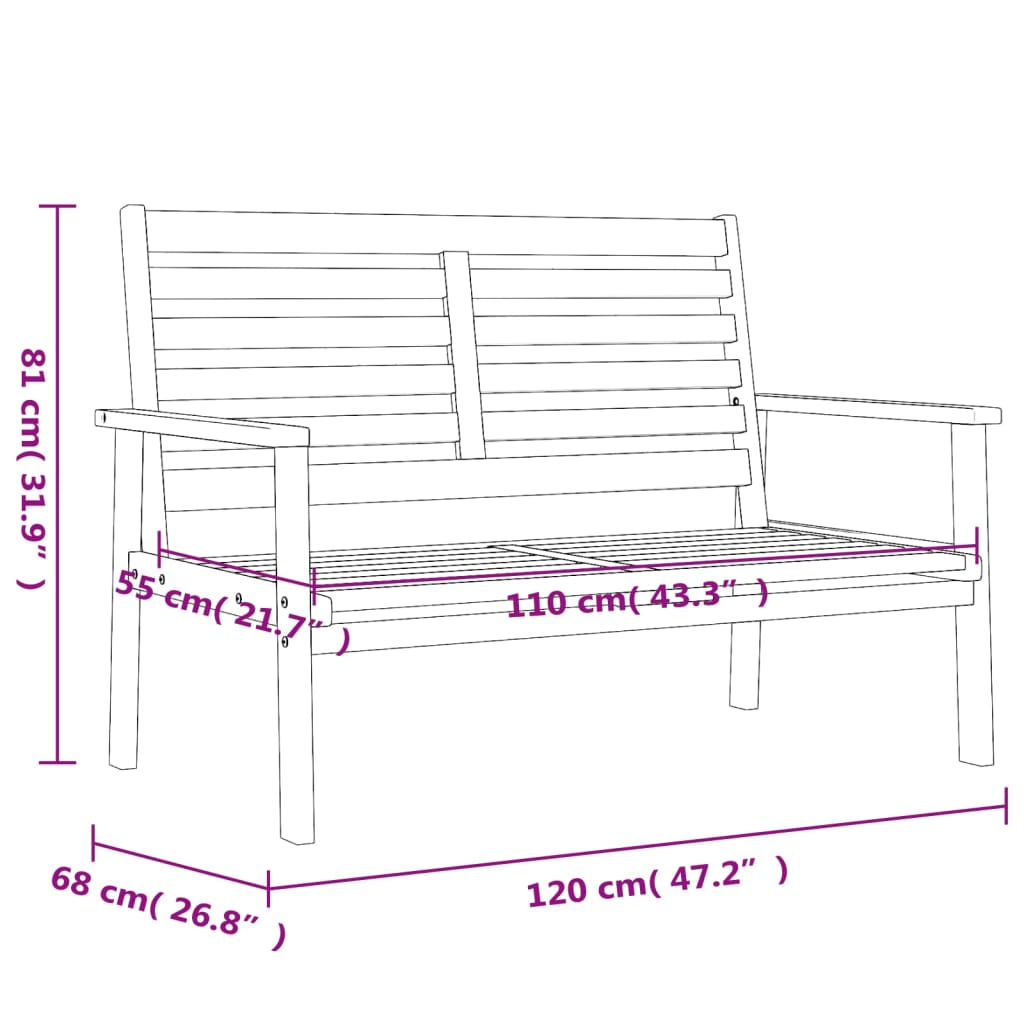 Garden Sofa 120 Cm Solid Acacia Wood