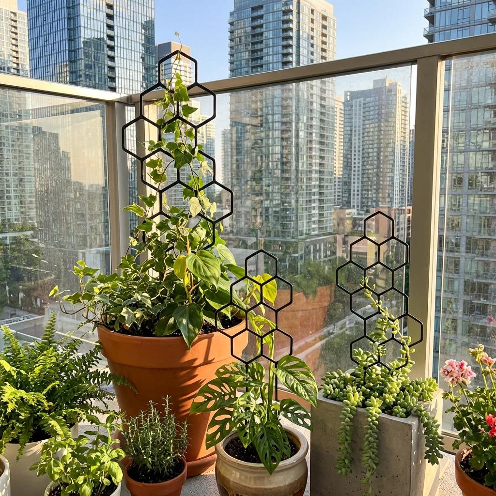 2pcs 14.96x5.91inch Honeycomb Plant Climbing Trellis, Rust-Resistant for Potted Vines& Flowers, Space-Saving Indoor/Outdoor Garden Support