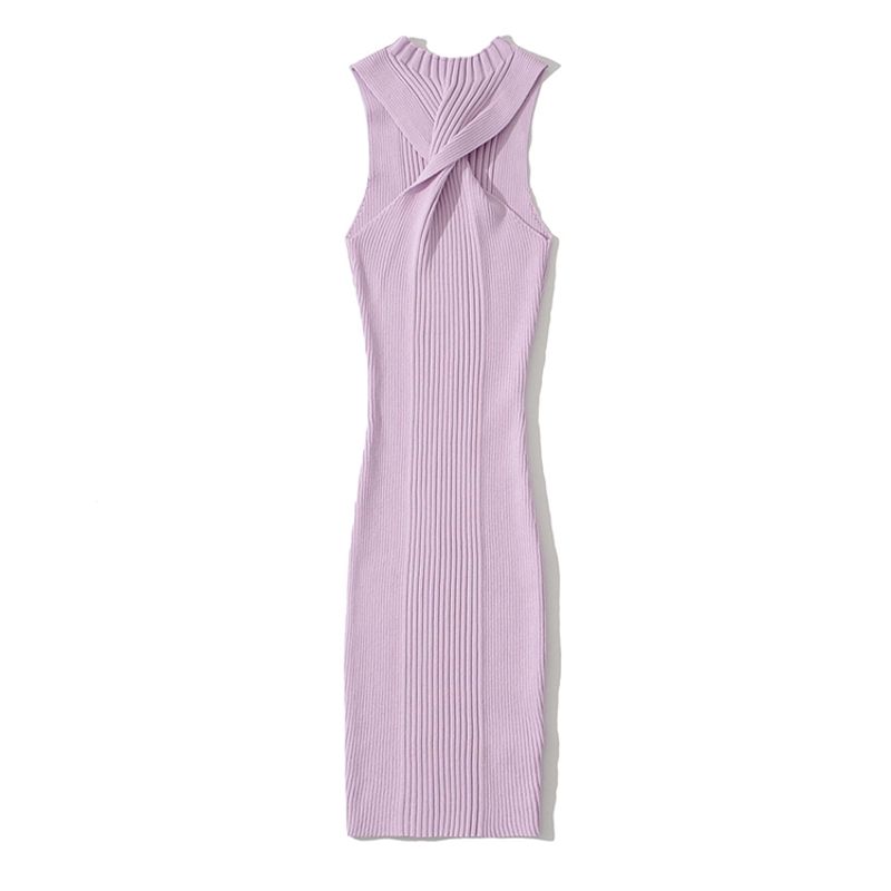 Za2025 Summer New Women Clothes Fashion Temperament Waist Hugging Sexy Neck Collar Sleeveless Backless Short Dress