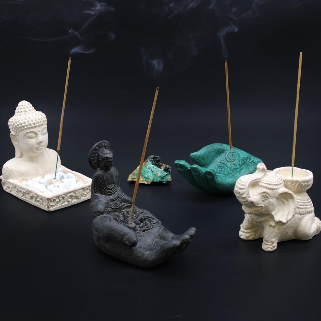 Incense Burner Buddha and Hand Black