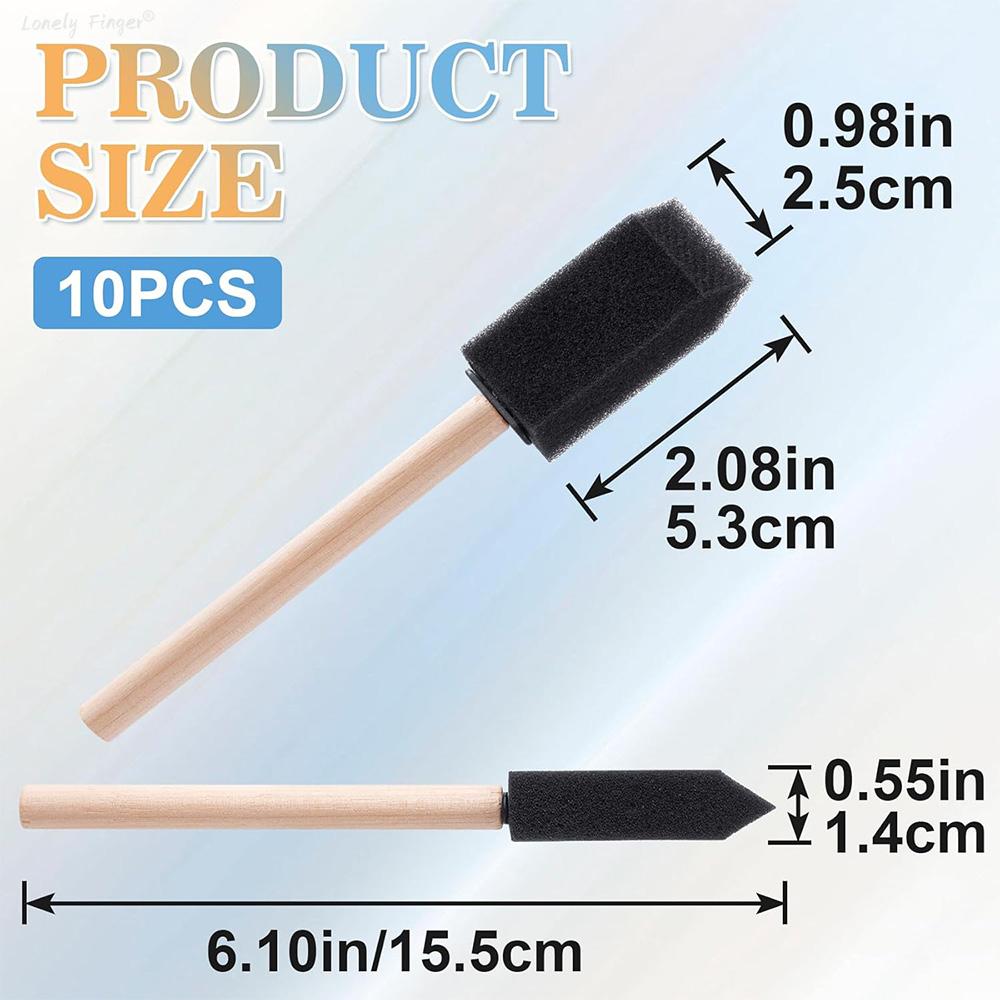 12 PCS Foam Paint Brushes, Sponge Brushes for Varnishes, Reusable Sponge Brushes with Wood Handles for Painting, Staining