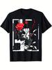 Geometric Rose T Shirt Red Floral Graphic Abstract Casual Streetwear Tee