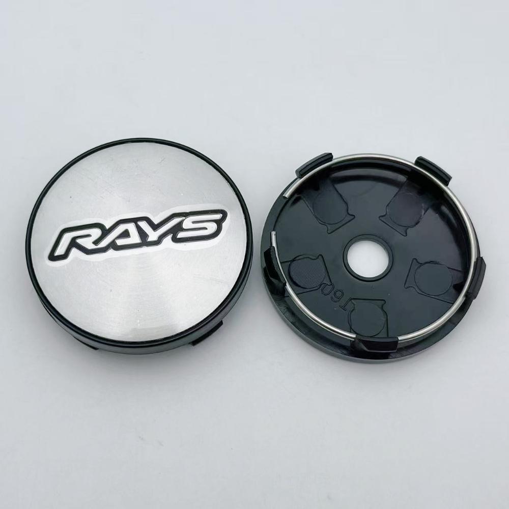 4pcs 60MM ( 56MM I.D ) Rays Logo Emblem Car Wheel Center Caps Wheel Hubcaps Auto Rim Centre Cover Black/Silver Car Accessories