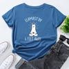 Women's Buddhist Style Alpaca Print Loose Round Neck Short Sleeved T-shirt for Women Shirt