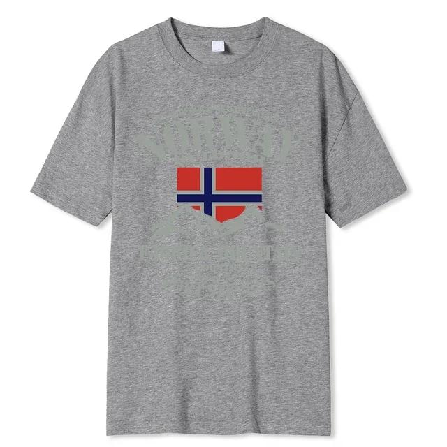 Léto Norsko Flag Fjord Mountain Tričko Crazy Hip Hop Pánská košile Bavlna Crewneck Nadměrná velikost Krátký rukáv Legrační trička Muž