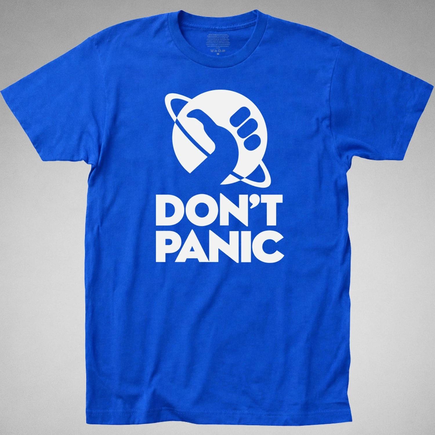 Don t Panic T shirt Tee Hitchhikers Guide to Galaxy Science Fiction Thumb retro XXL