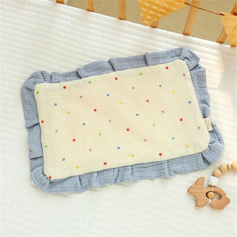 Baumwolle Flaches Kissen Rüschenkante Kissen Atmungsaktive Babybettwäsche Füllung mit Lieblich Musterdesign für Säuglinge Neugeborene