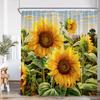 Sunflower Farmhouse Shower Curtain Farmland Truck Motivational Quote Floral Polyester Bath Curtain Country Bathroom Decorations