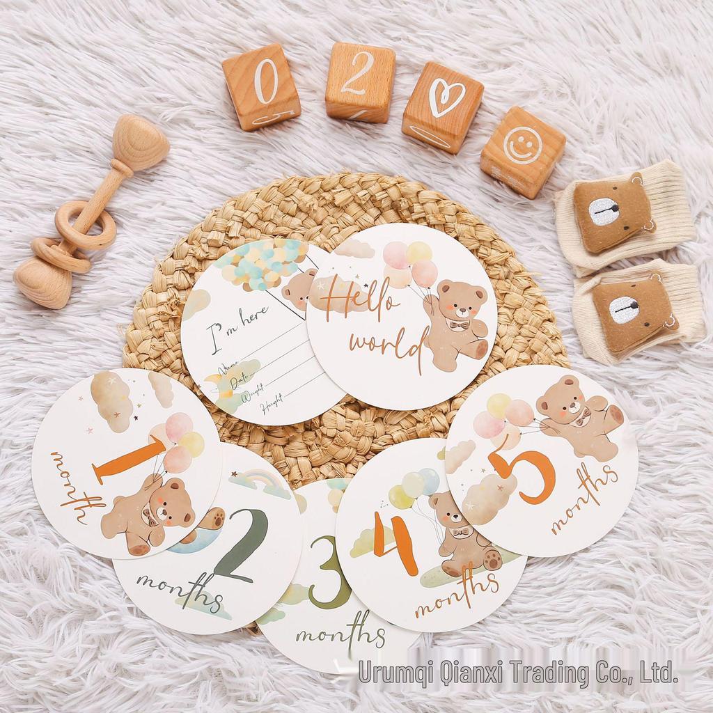 Little Bear Milestone Cards: 1-12 Months & Hundred Days Commemorative Photo Props