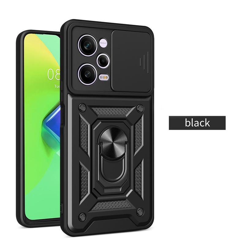Shockproof Slide Lens Armor Funda For Xiaomi Redmi Note 12 Pro Plus 12S Note12 4G 5G Case Ring Stand Back Cover for Redmi 12 12C