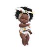 Cute 33cm Black Skin Reborn Girl Dolls with Afro Hair Full Silicone Body Lifelike Newborn Doll Open Eyes Alive Bebe Reborn Doll Children Holiday Gifts