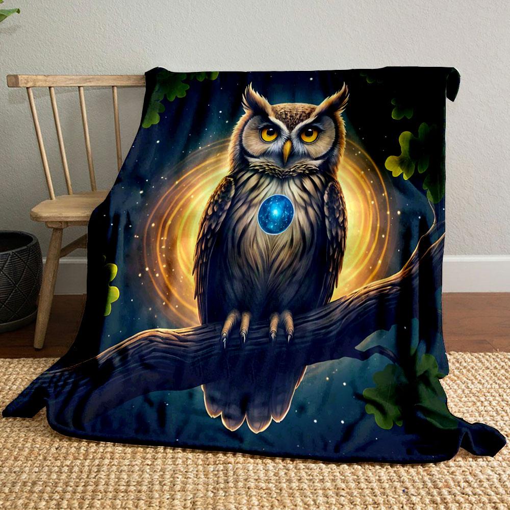 Mystical Owl with Cosmic Heart Print Blanket Soft and Cozy Perfect for the Living Room Bed Sofa or a Nap,gift
