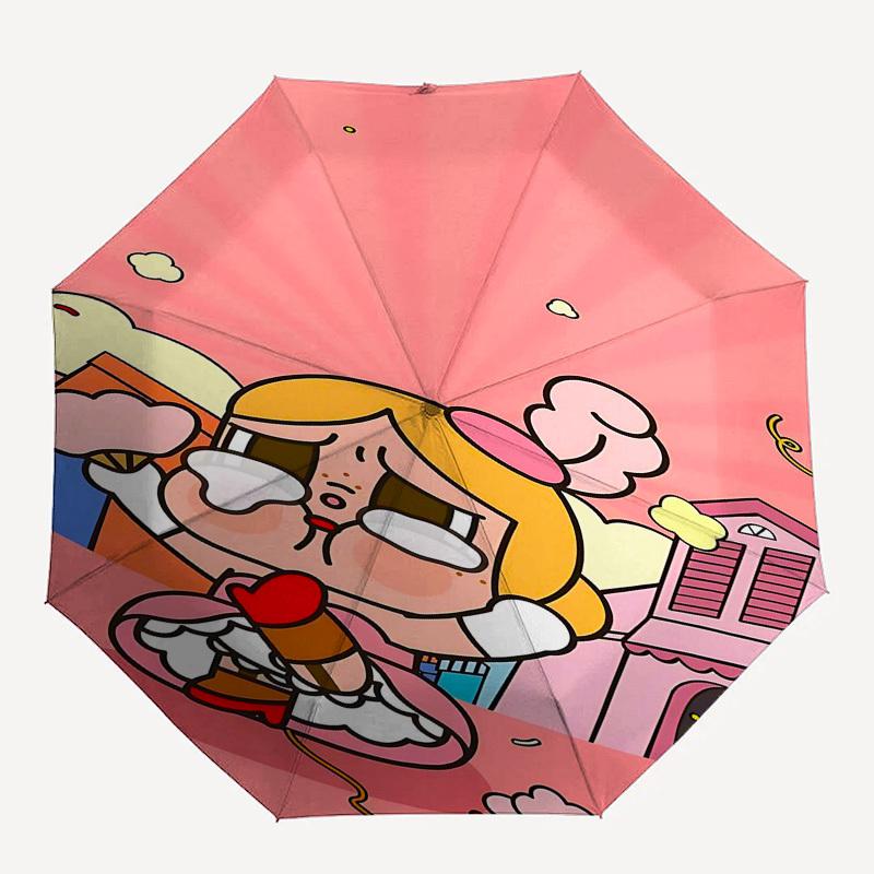 

1pc cartoon characterOpen/Close Umbrella-Windproof, Compact Travel Umbrella, Sturdy 8-Rib Shaft, Outdoor Accessory, 1103