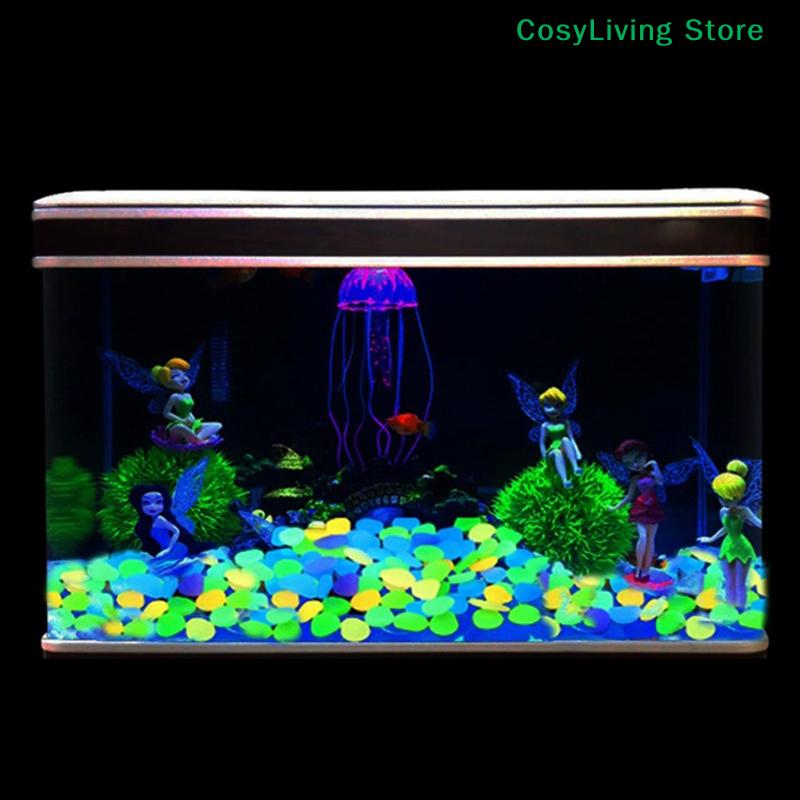 100Pcs/Bag Outdoor Luminous Stones Garden Pebbles Fish Tank Decoration Glow In Dark Mixed Color Pebble Rocks Aquarium Decor