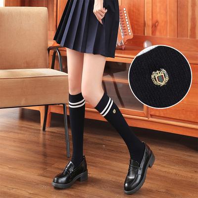 Long Knee-high Socks, High Socks, Cotton Calf Socks, Badge Embroidered Knee-high Socks, Student Socks, Long Socks