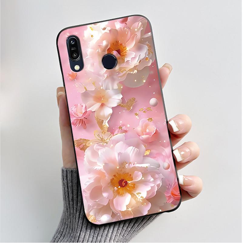 For Asus Zenfone Max (M1) ZB555KL Max Pro (M1) ZB601KL ZB602K Case Soft Silicone Black Cover Cute Flower Cartoon Phone Casing