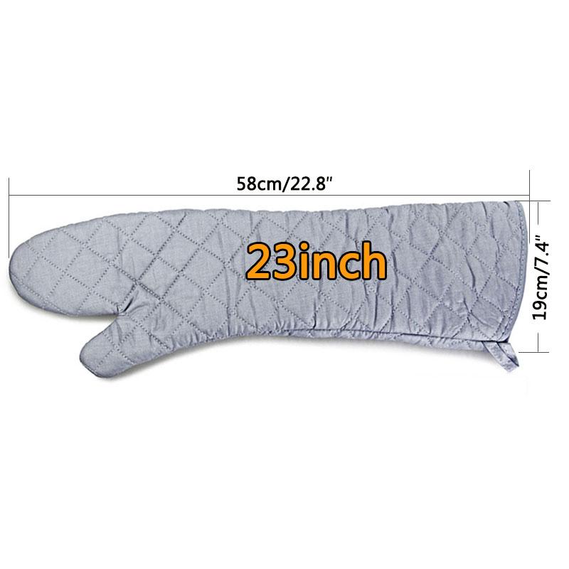 1-2pcs Oven Gloves Long Cotton Oven Mitts BBQ Glove Kitchen Accessories 23In Heat Resistant Anti-hot Baking Gloves Cooking Tool
