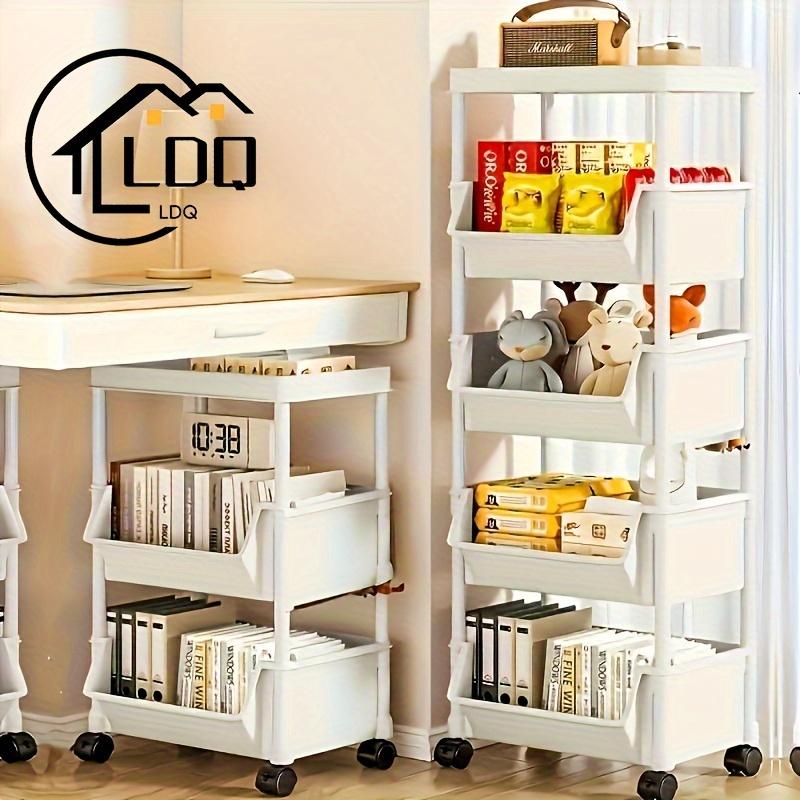 Ein mehrschichtiger Rollwagen aus Kunststoff für Küchen, Badezimmer, Heimbüros, platzsparende Spender für Körperpflegeprodukte mit Rädern
