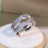 925 sterling silver exquisite double row Entangled ring sparkling zircon ring ladies party birthday jewelry gift